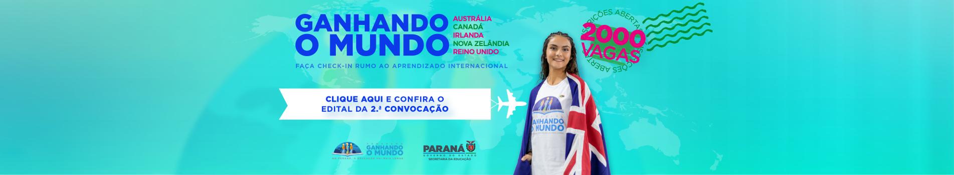 Banner Ganhando o Mundo - 2ª Convocação na modalidade High School